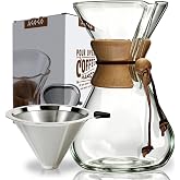 AGOGO Pour Over Coffee Maker Set, 40oz Classic Style, 304 Stainless Filter | Barista kit for home kitchen, Cafe, Camping &amp; Office; 20oz-40oz Classic, Slim, Diamond styles; Includes brush &amp; towel.