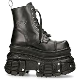 New Rock Boots MILI083CCT-C4 Mens Metallic Black Leather Platform Military 8.5