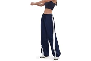 Tallemon Women's 30/32/34/36 Inseam Baggy Track Pants Wide Leg Parachute Pants Loose Elastic Waisted Pants Y2K
