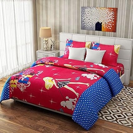 Shree Fashion Hub 100% Cotton Theme Printed Double Bedsheet With 2 Pillow Covers