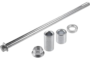 A ABSOPRO Front Rear Axle with Bushing and Screw Bolt M12 260mm Dirt Bike Scooter ATV Wheel Axle Steel Alloy Silver Tone