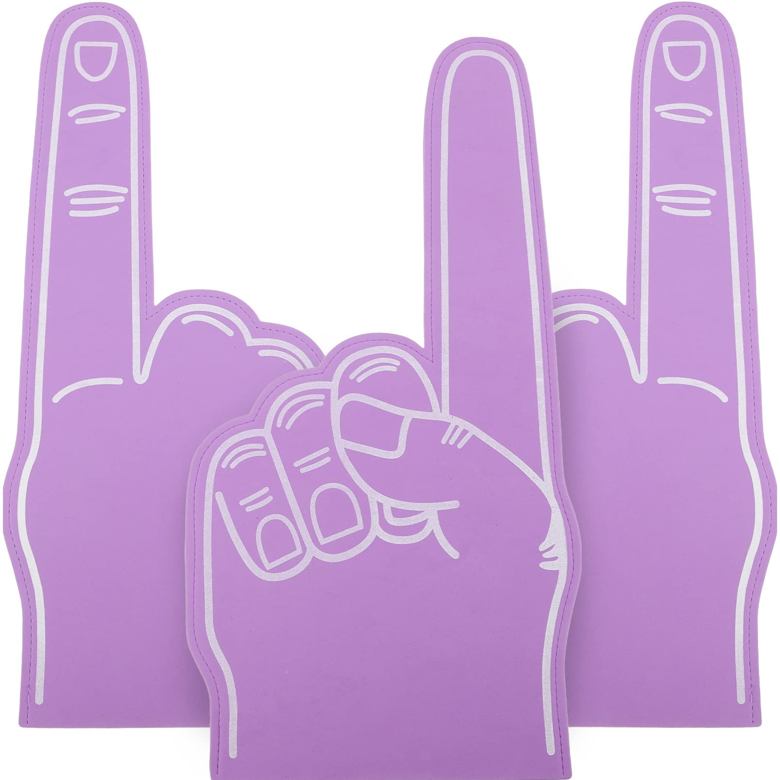 INOOMP 3pcs EVA Giant Foam Fingers 18 Inch Cheerleading Foam Hands Cheering Purple Fingers For Sports Event Cheering Prop