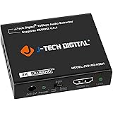 J-Tech Digital 4K 60HZ HDMI Audio Extractor Converter SPDIF + 3.5MM Output Supports HDMI 2.0, 18Gpbs Bandwidth, HDCP 2.2, Dol
