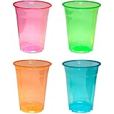 Party Essentials Soft Plastic 16-Ounce Party Cups/Pint Glasses, Assorted Neon, 120-Count