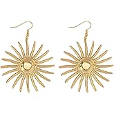 Gold Sun Earrings for Women Boho Sun Earrings Fashionable Celestial Statement Dangle Earring Jewelry