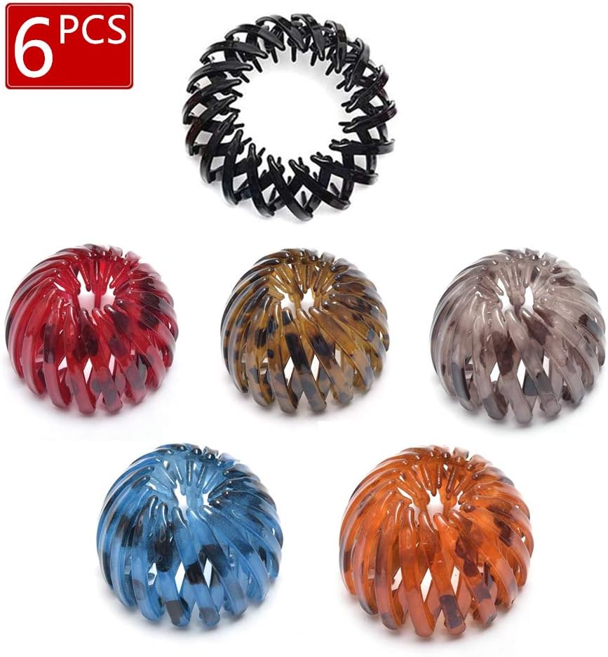 6Pcs Expandable Ponytail Holder Clip Hair Clips Hair Claw Clamps Hair Bun Maker Hair Styling Tool Hair Barrette for Girls Lady Women Hair Accessories - Image 3