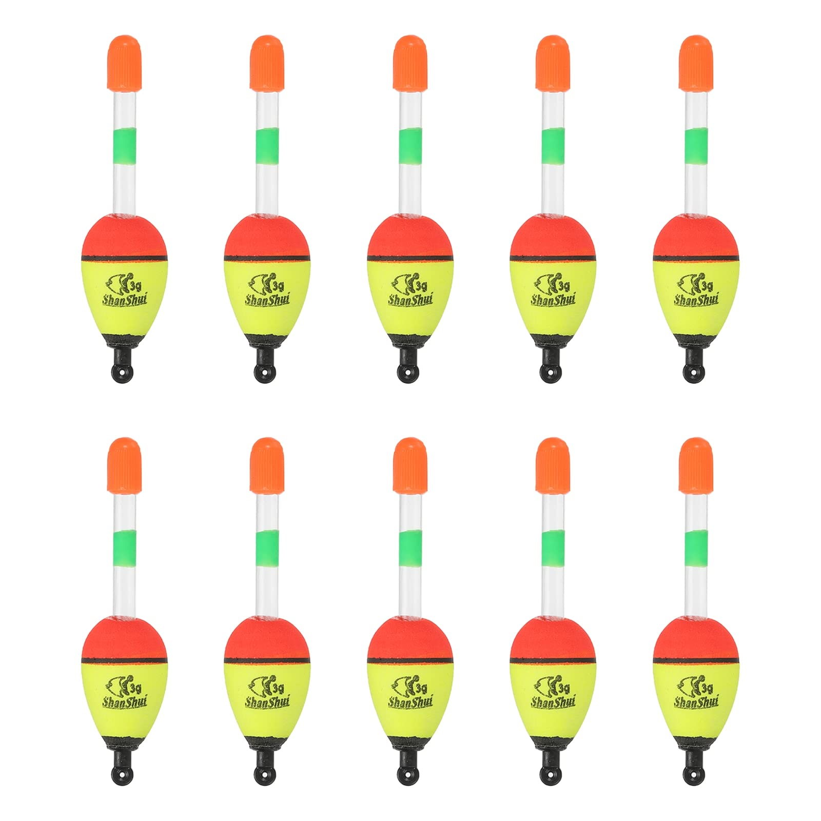 PATIKIL 0.1oz Fishing Bobbers, 10 Pack EVA Fishing Float for Saltwater Freshwater Fishing, Yellow