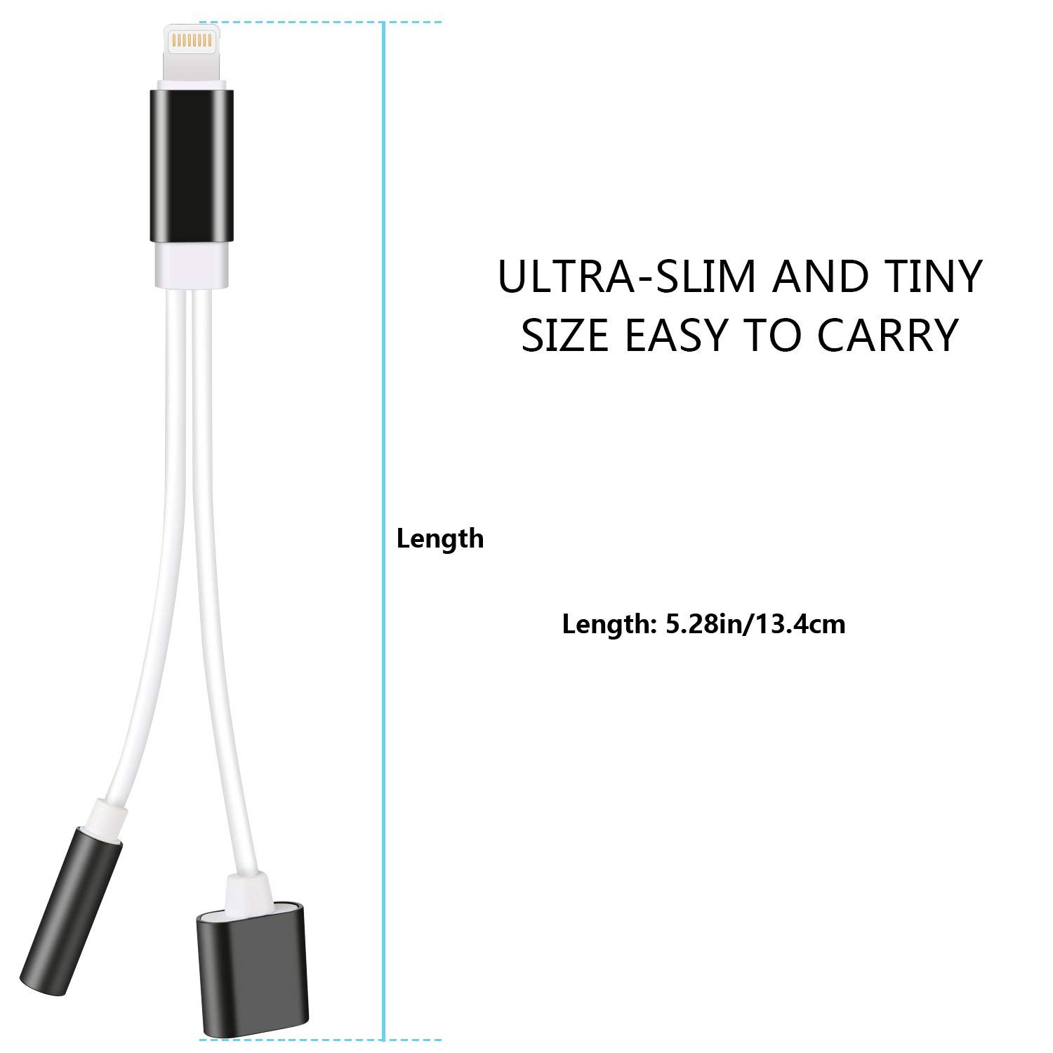 Twinkk 2 in 1 Audio&Charge Headphone Adapter Compatible with iPhone Xs Max/XS/XR/X/8/7 and More Compatible with iOS 10.3/11 or Later (Black)