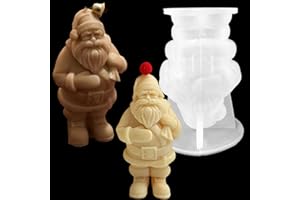 LSLEVA 3D Christmas Santa Claus Silicone Candle Mold DIY Xmas Gypsum Soap Resin Ice Mould Candle Making Tool Small Bell Christmas Decor Gift