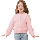 Girls' Cardigan with Button Loose Long Sleeve Shrug Sweaters Cropped Uniforms Kids Knit Sweater Outerwear