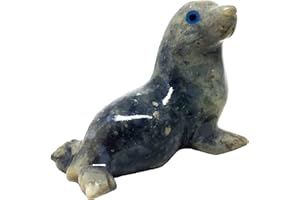 Nelson Creations, LLC Sea Lion (Seal) Natural Soapstone Hand-Carved Animal Charm Totem Stone Carving Figurine, 1.5 Inch