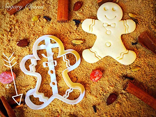 Gingerbread Boy Cookie Cutter - Unique Birthday/Christmas Cutters - 4 Inches Eco Friendly Plastic - 3D Shaped Cookies for Family - Mini Gingerbread Man Cookie Cutters