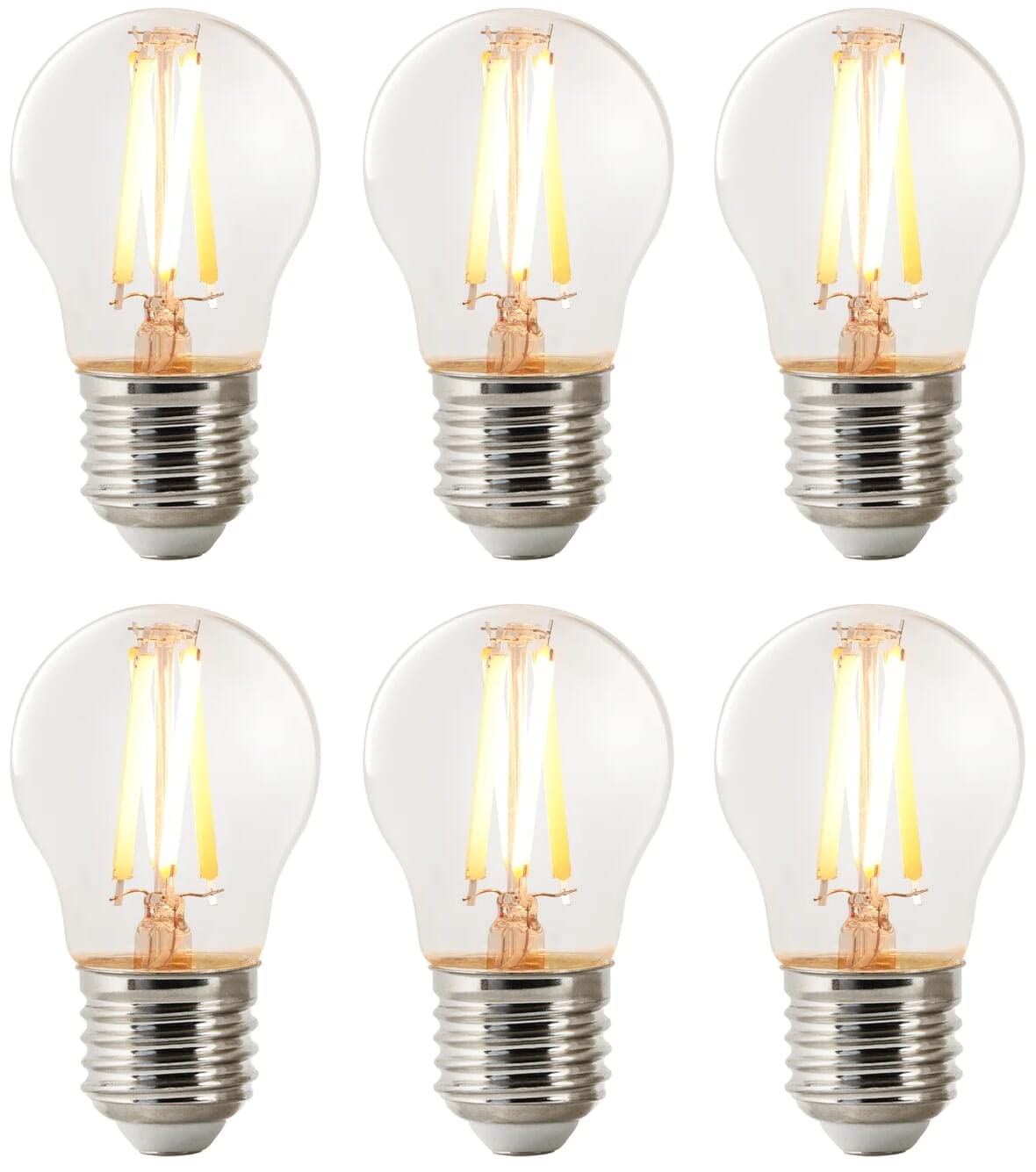 Nordlux Smart E27 Mini Globe Clear Filament LED Light Bulbs, Dimmable, 5W, 600 Lumens, Tuneable White 2200K-6500K, Amazon Alexa and Google Assistant (Hub Required), App Control - 6 Pack