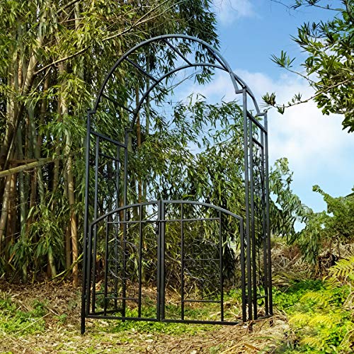 Metal Garden Arch Trellis – 92" Tall, Dark Green, For Climbing Plants & Wedding Decor