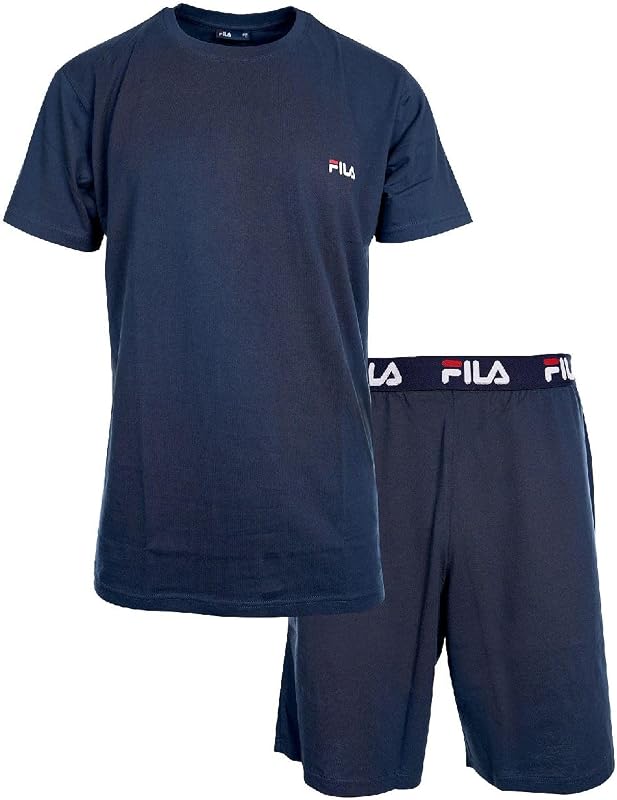 Pigiama Uomo Cotone 100%, Set Maglietta e Pantaloni Corti Uomo, Morbido e Confortevole, Blu, Taglie M