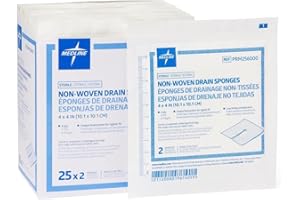 Medline Industries PRM256000 Caring Non-Woven Sterile Drain Sponge, 4-Inch X 4-Inch, 6-Ply (Pack of 600)