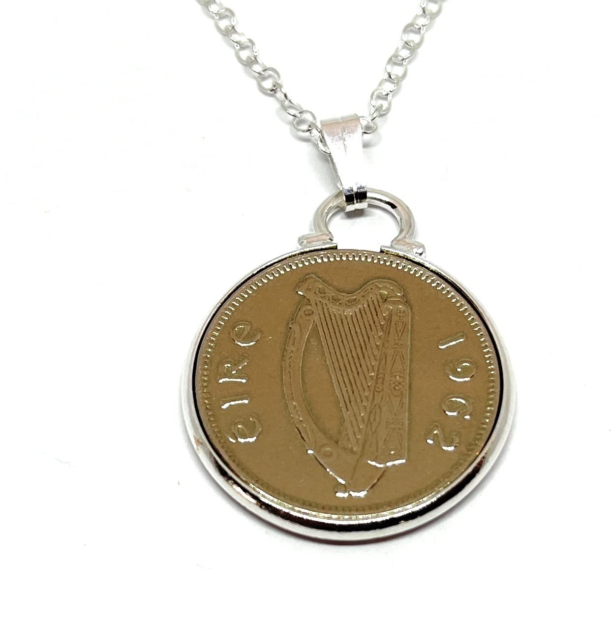 OCC Old Coin Cufflinks 1962 Original Irish Sixpence Cinch Pendant for a 64th birthday