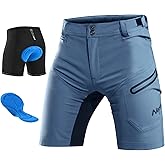 Nepest Mens Mountain Bike Shorts 3D Padded MTB Bicycle Riding Cycling Short Padding Liner Baggy Quick Dry,Zip Pockets