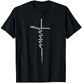 Jesus Christian Cross Art Cursive Inspiring Gift Men Women T-Shirt Small