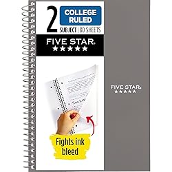 Five Star Spiral Notebook, 2 Subject, College
