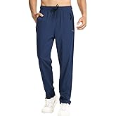 Surenow Men's Athletic Pants Elastic Waist Quick-Dry Lightweight Pants Workout Outdoor Sweatpants with Zipper Pockets