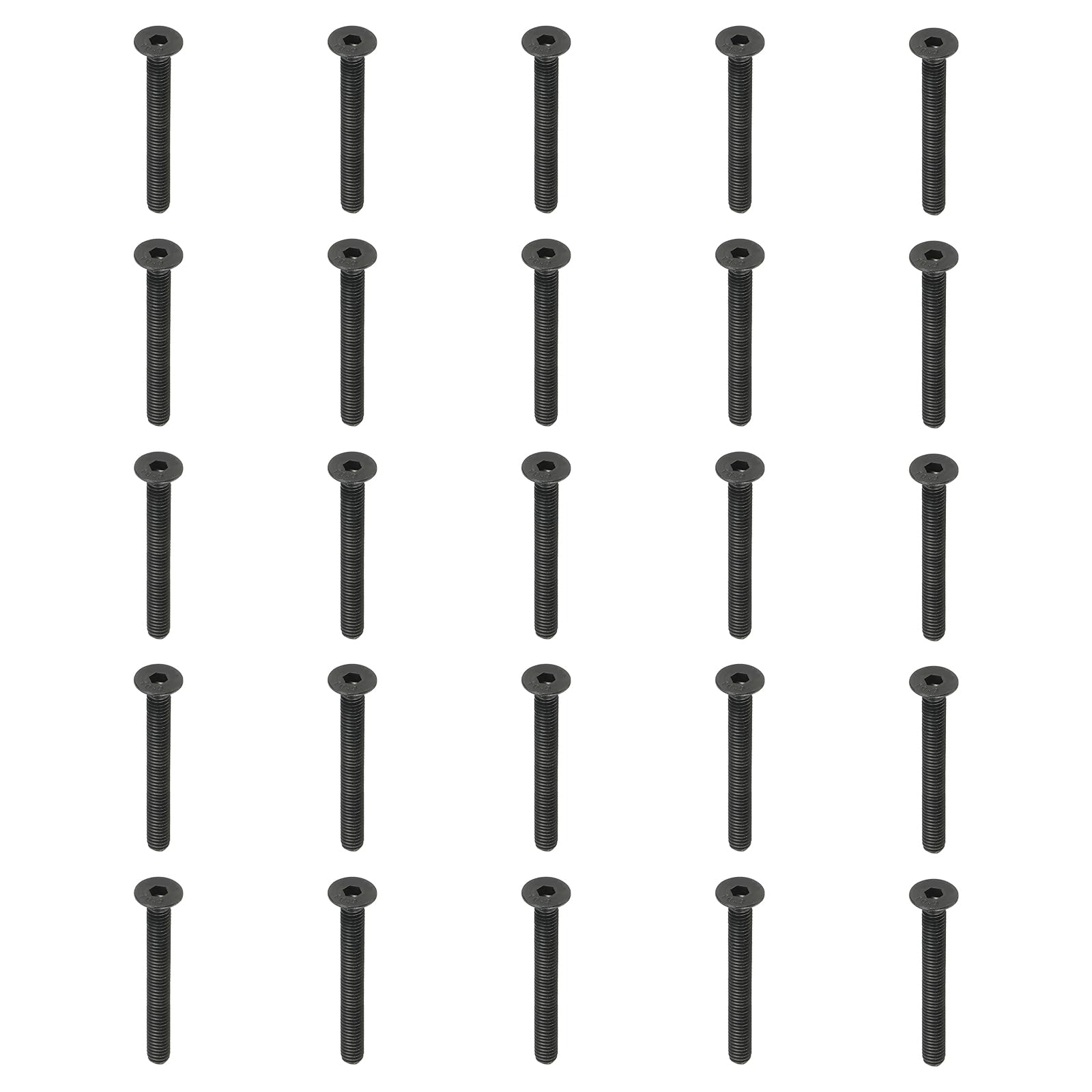 PATIKIL M6 x 50 mm Flat Head Socket Cap Screws, 20 Pack Flat Countersunk Bolts Medium Carbon Steel Hex Socket Drive Machine Screws Full Thread Black Oxide Grade 10.9