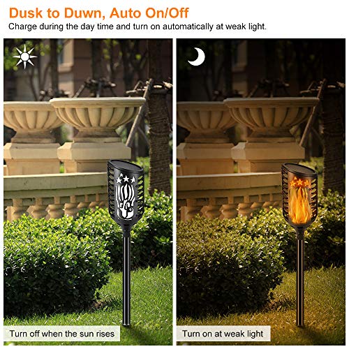 image for KEDSUM Solar Torch Lights with 3 Lighting Modes, Waterproof Flickering