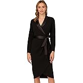Adrianna Papell Womens Knit Crepe Tuxedo Wrap Dress