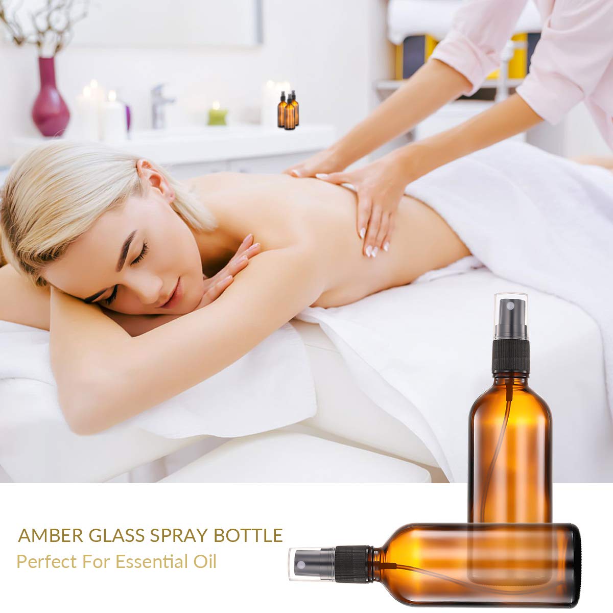 Amber Glass Spray Bottles Set Empty Small Glass Spray Bottles Refillable Cosmetic Containers Fine Mist Sprayer 6 Pack for Essential Oils Cleaning Products Beauty Products or Aromatherapy-100ML 3.5oz