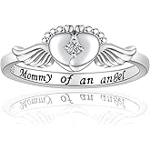 Sariel Miscarriage Mommy of an Angel Ring 925 Sterling Silver Loss of Sympathy Gifts Memorial Infant Loss Jewelry for Women