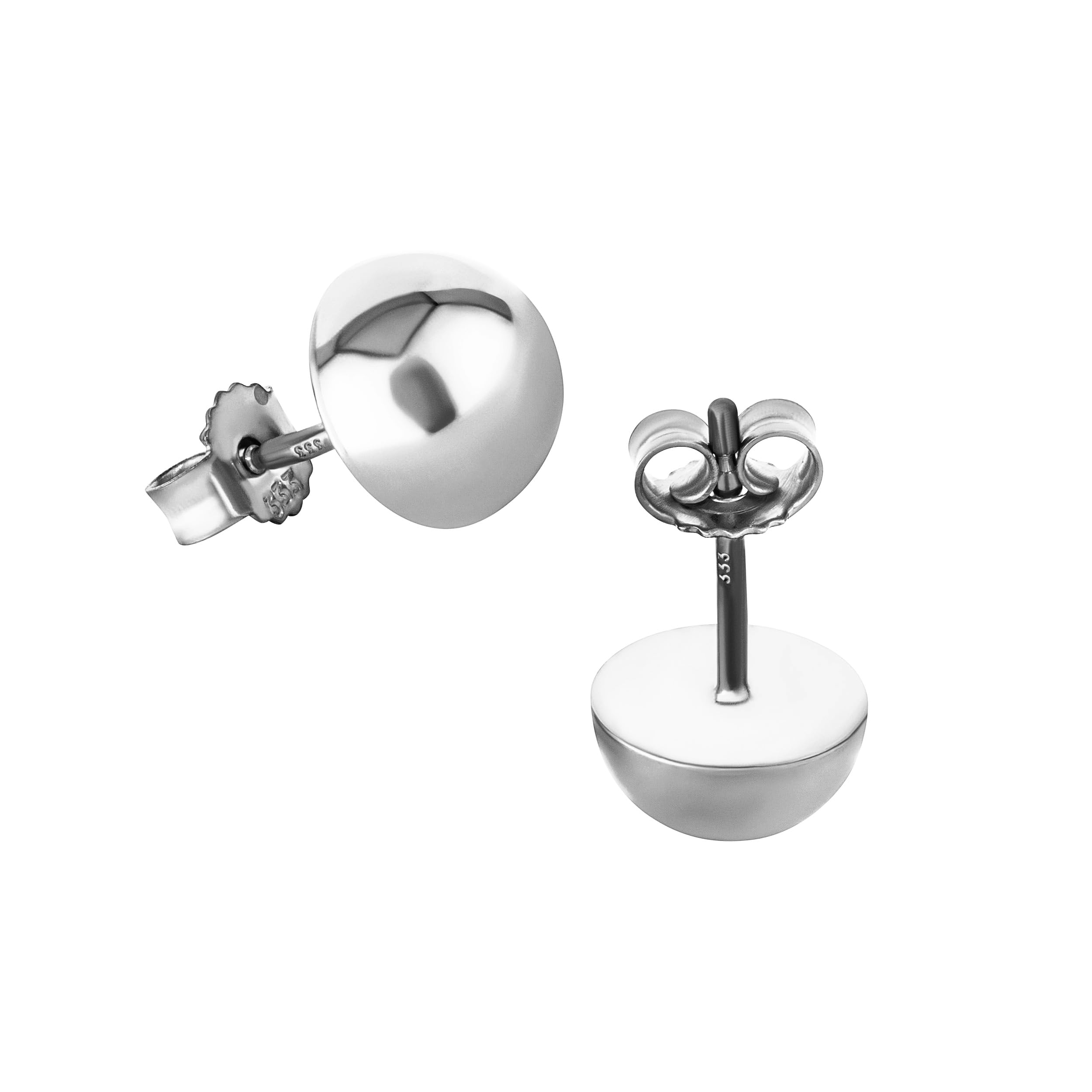 NKlaus pair of 8mm stud earrings gold white gold half ball ladies plug earrings 9076