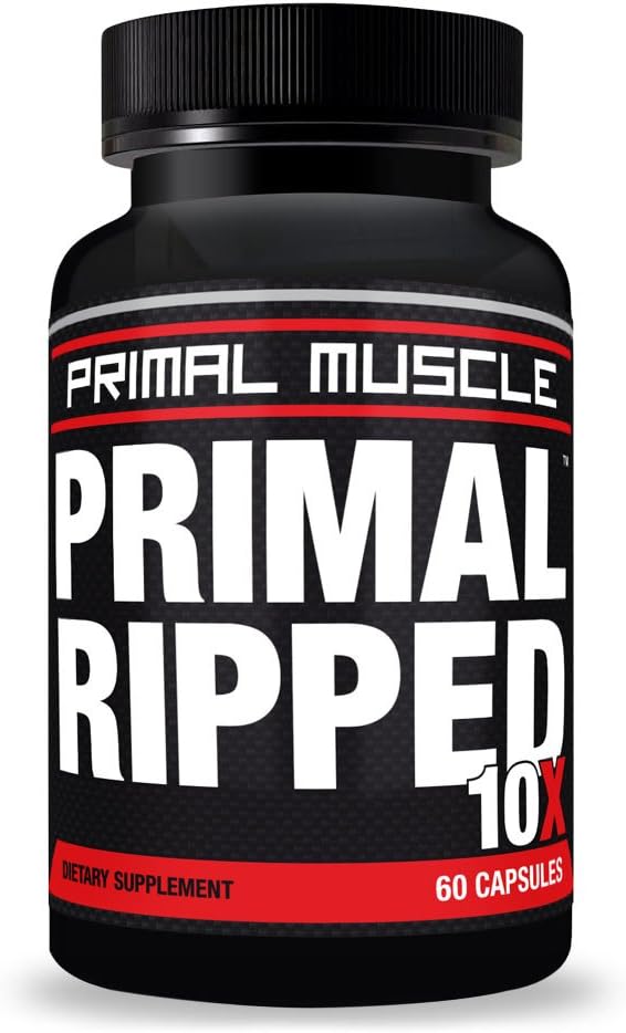 Primal Ripped 10X - Thermogenic Fat Burning Supplement — Advanced Weight Loss — Tone Muscles, Shred Abs, Enhances Workout Results — Targets Belly Fat — 60 Capsules