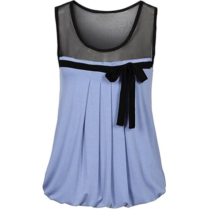 ESAILQ Weste Tank Tops Bluse Frauen Sommer Casual Bogen Spitze T-Shirt Ärmellos