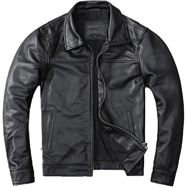 Genuine Sheepskin Men's Black Brando Biker Lapel Collar Asymmetric