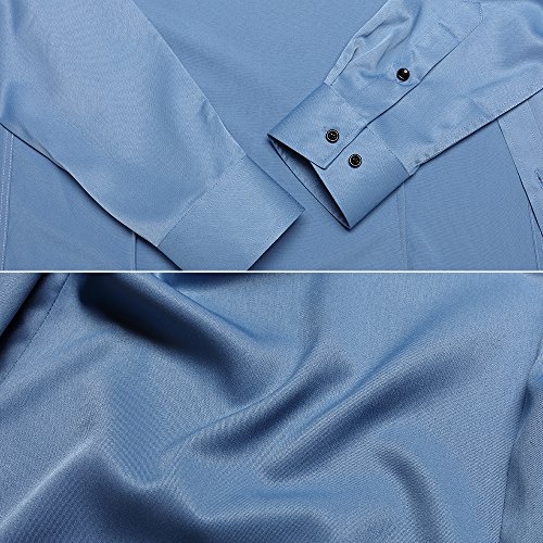 FLY HAWK Mens Fiber Casual Button Up Slim Fit Collared Formal Shirts