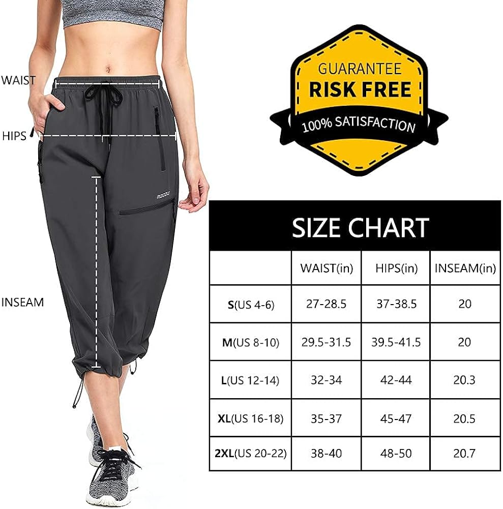 MOCOLY Women's Cargo Hiking Pants Elastic Waist Quick Dry Lightweight Outdoor Water Resistant UPF 50+ Long Pants Zipper at  Women’s Clothing store