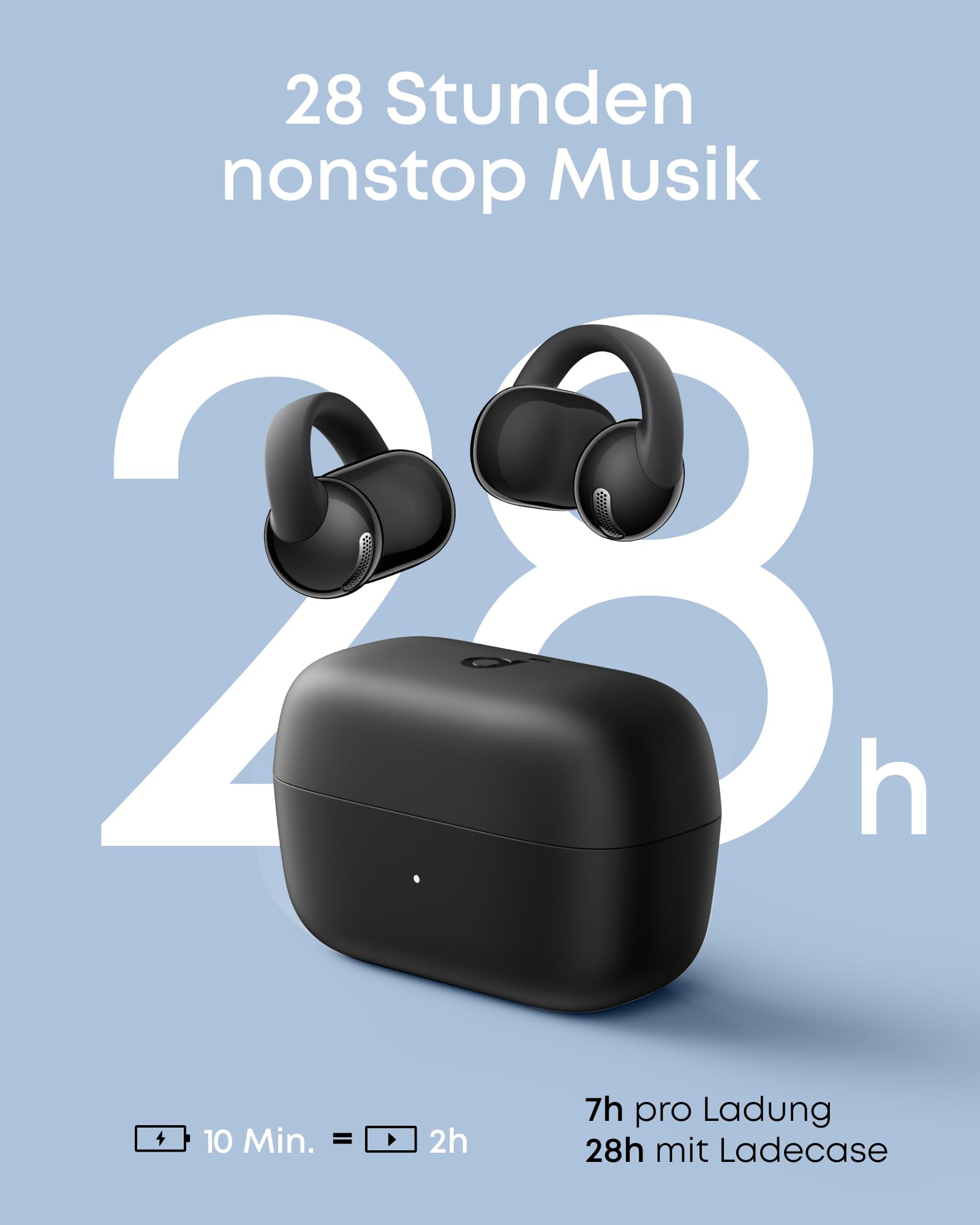 soundcore C50i by Anker, Open-Ear Kopfhörer, Clip-On Earbuds, Ultra-bequem, Open-Ring Design, 12mm Treiber für kraftvollen Bass, klare Anrufe mit KI, KI-Echtzeit-Übersetzung, fester Halt, Hi-Res, IP55 7