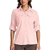 Womens Sun Protection Safari Shirts UPF 50+ UV Long Sleeve Outdoor Cool Quick Dry Fishing Hiking Shirts