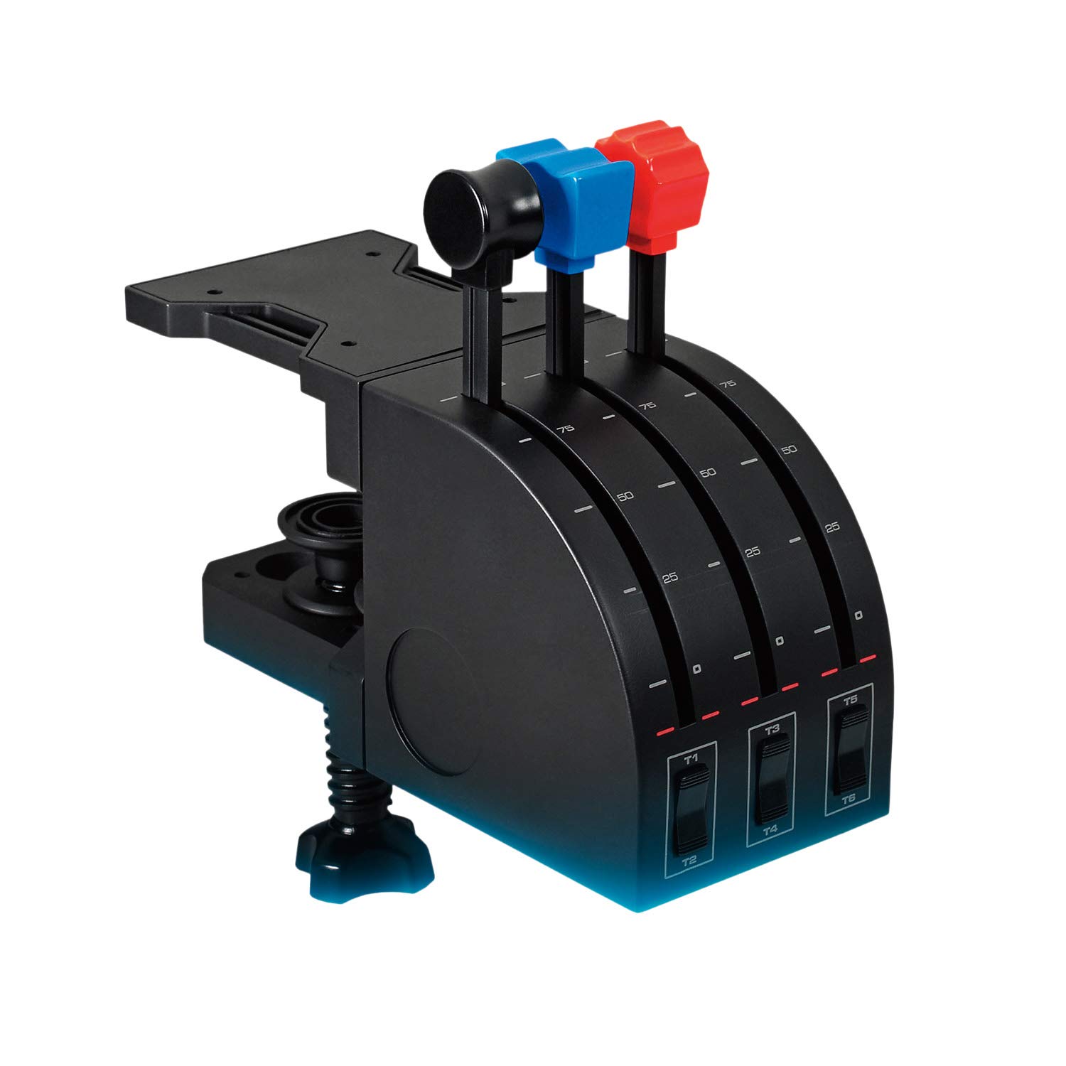 Logitech G Saitek PRO Flight Throttle Quadrant, Professional Simulation Axis Levers, LCD Display, 3 x Two-Way Toggle Switch, Adjustable Bracket, USB, PC - Black