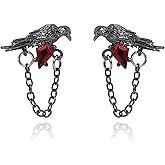 Gothic Black Crow Stud Earrings for Women Love and Deepspace Crow Earrings Hip Hop Punk Red Zircon Crow Earring