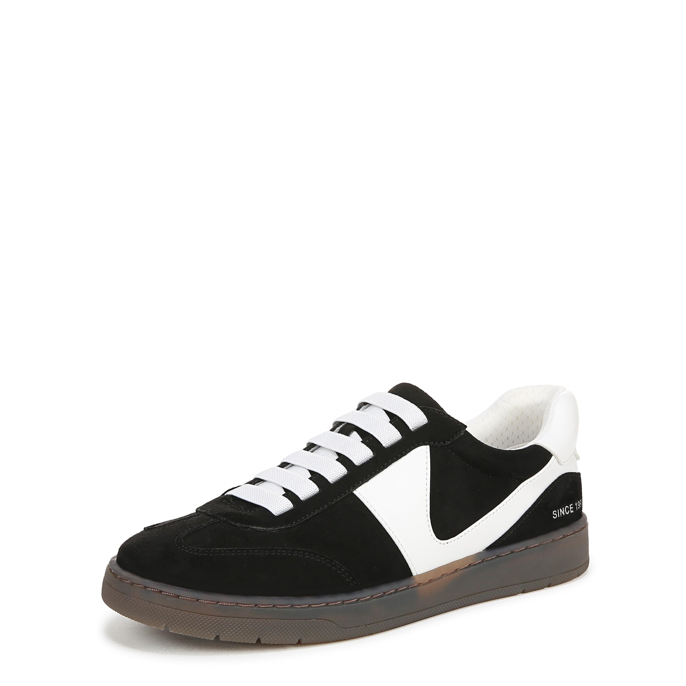 Franco Sarto Womens Ponti Sneaker Black/White Faux Leather 8.5 M