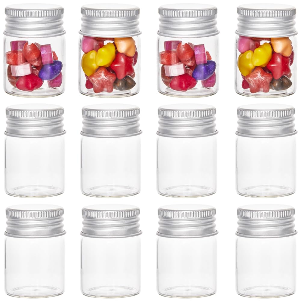 SUNNYCLUE 30Pcs Mini Glass Vials with Aluminum Screw Lids 15ml Small Glass Vial Small Glass Bottles Small Glass Bottles Clear Tiny Glass Jars for DIY Craft Storage Art Wedding Party Favors Decor