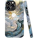 TnXee Case Compatible with iPhone 12 Pro Max,Fall Prevention Bright Hybrid 2-Layer Hard Shell Phone Case for Girls Boys,Ocean Waves Sunrise