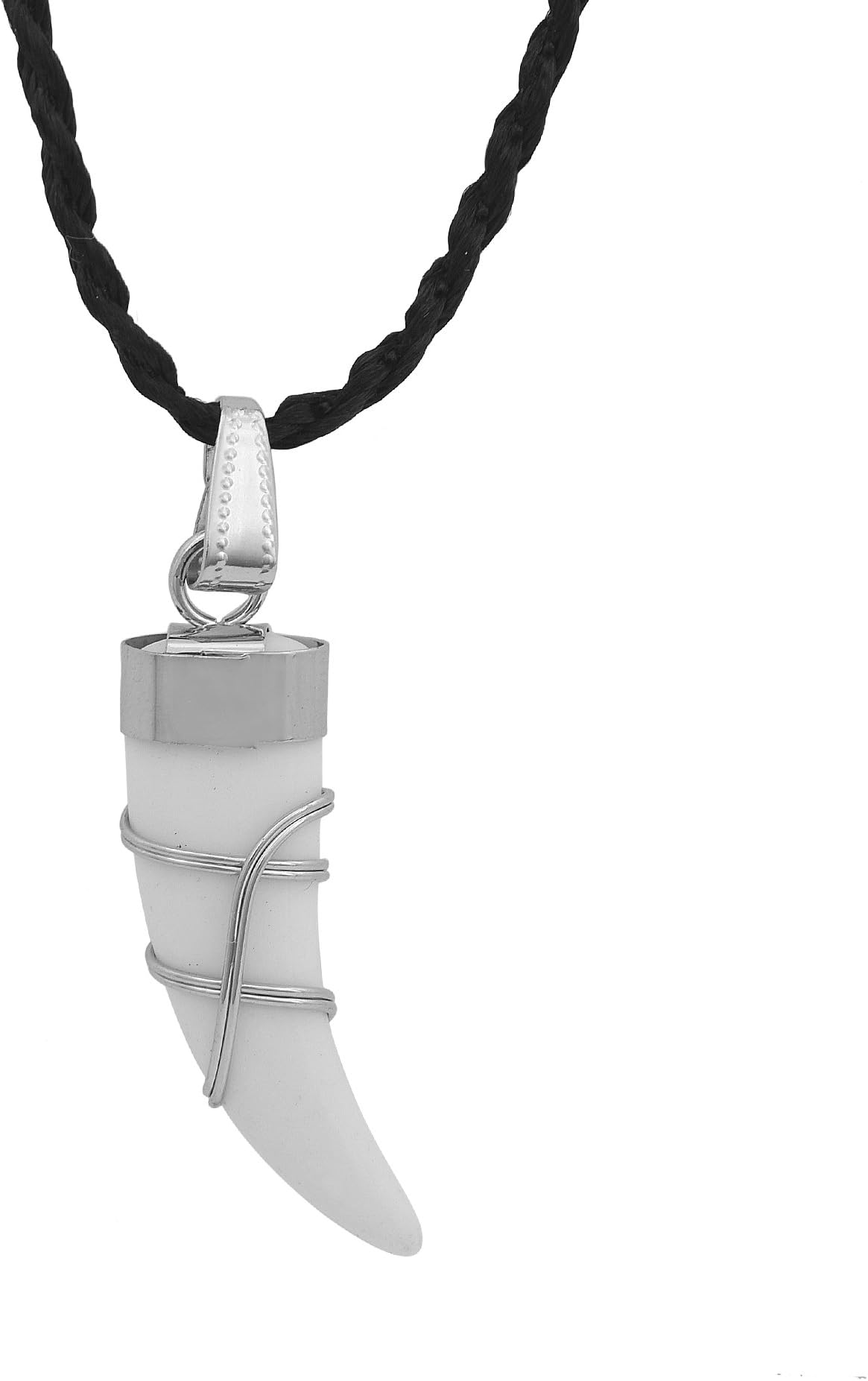 White Imitation Faux Ivory Silver Plated Elephant Tooth Fashion Chain Pendant Men and Women