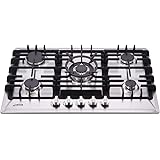 30 Inch Gas Cooktop, Sealed 5 Burners Gas Cooktop,Stainless Steel Gas Cooktop, LG/NG Convertible,Heavy-Duty Grates Gas…