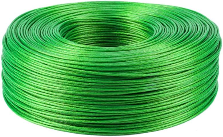 Fayella 100 Meters Steel Wire Green PVC Coated Flexible Wire Rope Cable Stainless Steel for Clothesline Greenhouse Grape Rack shed 2mm,Diameter 2mm Wire