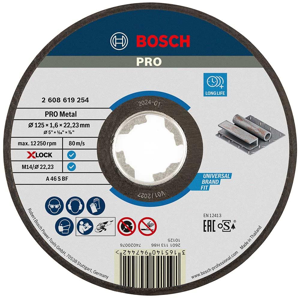 Bosch Professional 2608619254 Straight Cutting Disc Expert (for Metal, X-LOCK, Diameter 125 mm, Bore Diameter: 22.23 mm, Thickness: 1.6 mm)