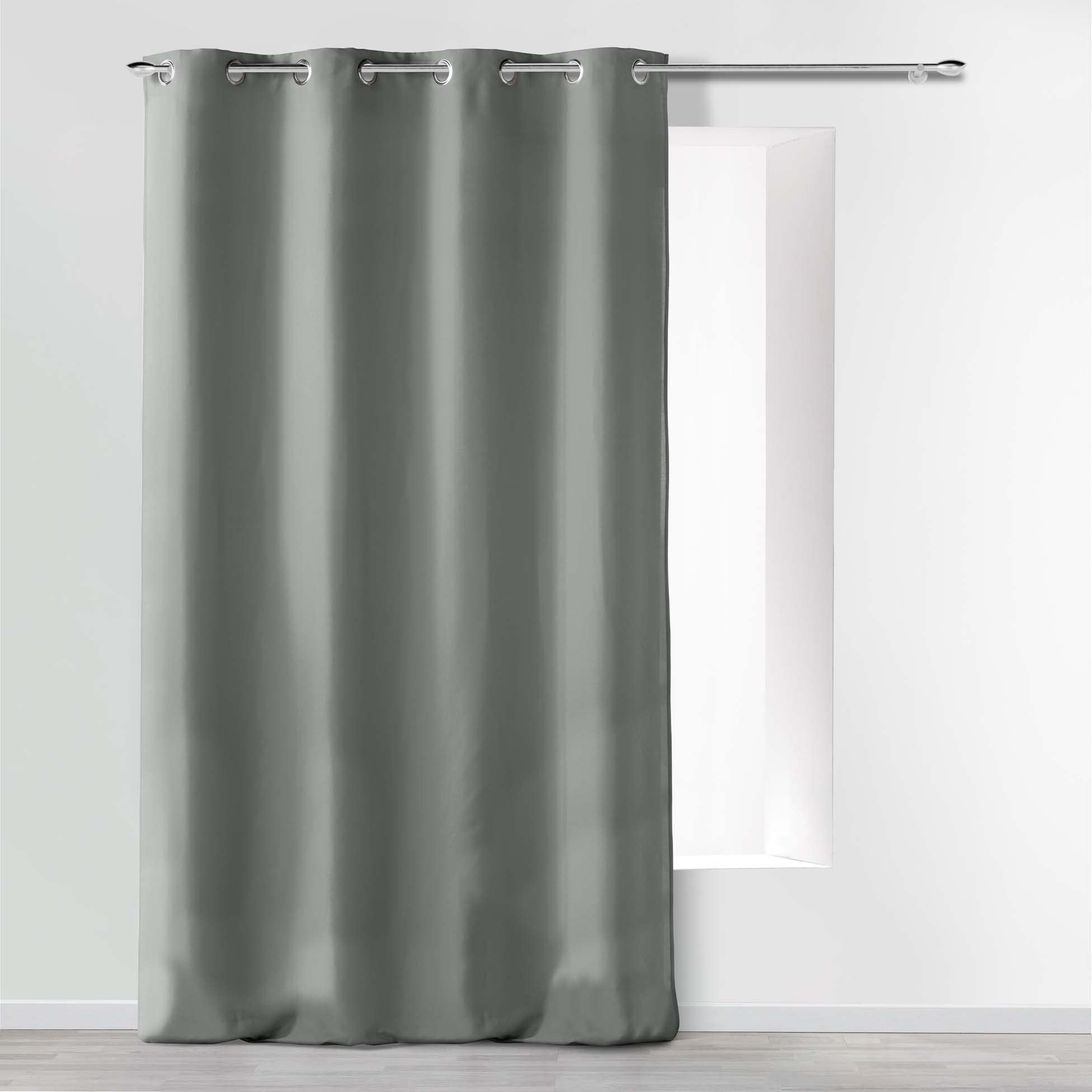 Douceur d'Intérieur Absolu Microfibre Curtain with Eyelets, Plain, Polyester, polyester, gray, 280 x 140 cm