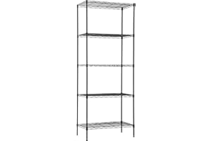 PayLessHere | 5-Tier Wire Shelf | 24"x14"x60" | Black | Adjustable Racks | Heavy-Duty Storage Shelves, Holds Upto 750 lbs | Rust-Resistant, No-Tool Assembly | for Home, Garage Shelving