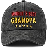 World's Best Grandpa Pop Pop Pops Uncle Hat for Men, Adjustable Embroidered Cotton Baseball Cap
